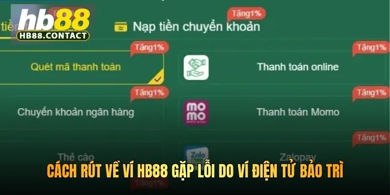 Cách Rút Về Ví HB88 - Hướng Dẫn Tất Toán Nhanh Và Chuẩn 2026 4 Cách rút về ví HB88 gặp lỗi do ví điện tử bảo trì